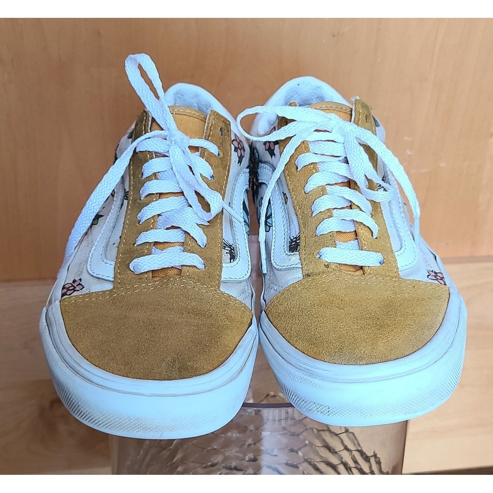 Vans Old Skool Embroidered Flowers US 6.5 Yellow Suede Skate Shoes Sneakers‎ - Picture 4 of 8